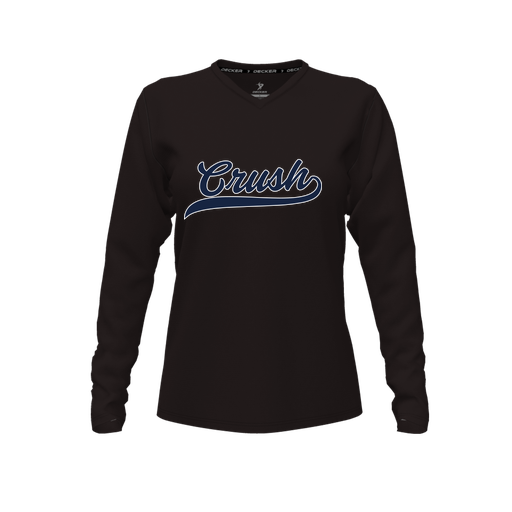 [FTLVCFBK-FYXS-LOGO2] Decker Comfort T-Shirt (Female Youth XS, Black, V Neck, Logo 2, Long Sleeve)