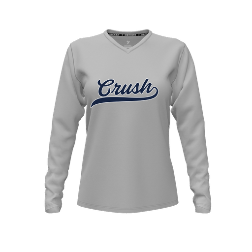 [FTLVCFGY-FYXS-LOGO2] Decker Comfort T-Shirt (Female Youth XS, Gray, V Neck, Logo 2, Long Sleeve)