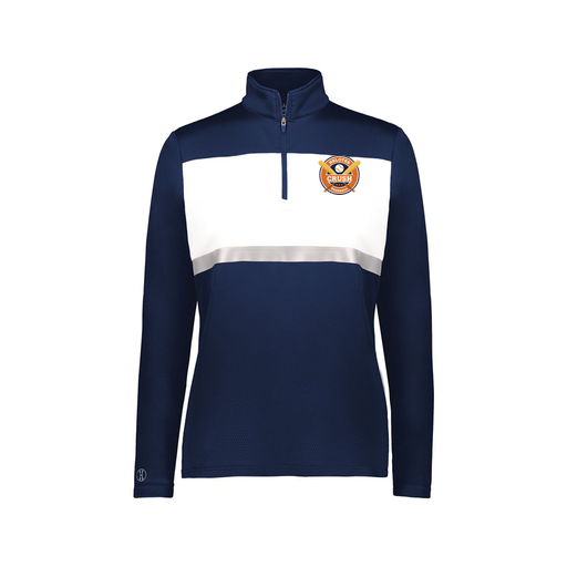 [222791.301.XS-LOGO1] Ladies Bold 1/4 Zip Pullover (Female Adult XS, Navy, Logo 1)