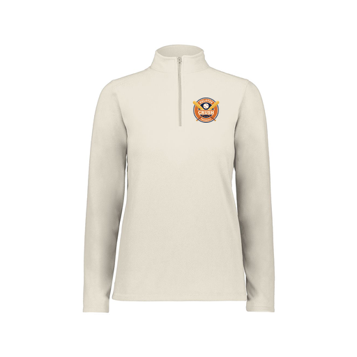 [6864.53T.XS-LOGO1] Ladies MicroFleece 1/4 Zip Pullover (Female Adult XS, White, Logo 1)